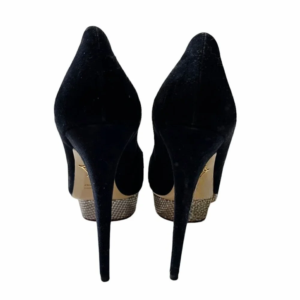 Charlotte Olympia Dolly‎ Platform Pumps with Metal Platform, 41 EU, Navy Suede